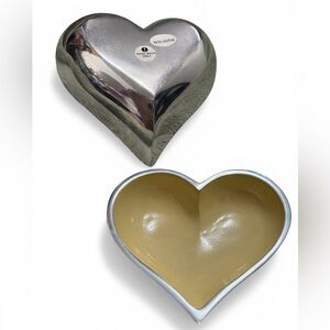 Inspired Generations Heart Shaped Decorative Bowl Silver & Cream Home Decor